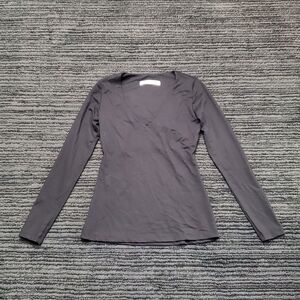 Susana Monaco Size S Black Long Sleeve V Neck Stretch Top